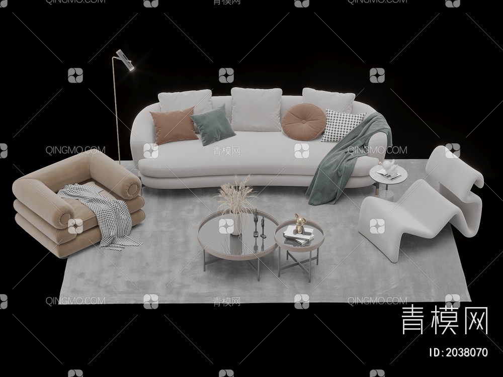 沙发茶几 多人沙发 单人沙发 组合合集3D模型下载【ID:2038070】