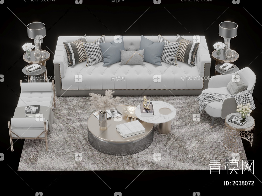 沙发茶几 多人沙发 单人沙发 组合合集3D模型下载【ID:2038072】