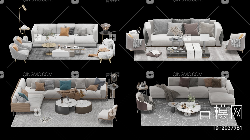 沙发茶几 多人沙发 单人沙发 组合合集3D模型下载【ID:2037961】