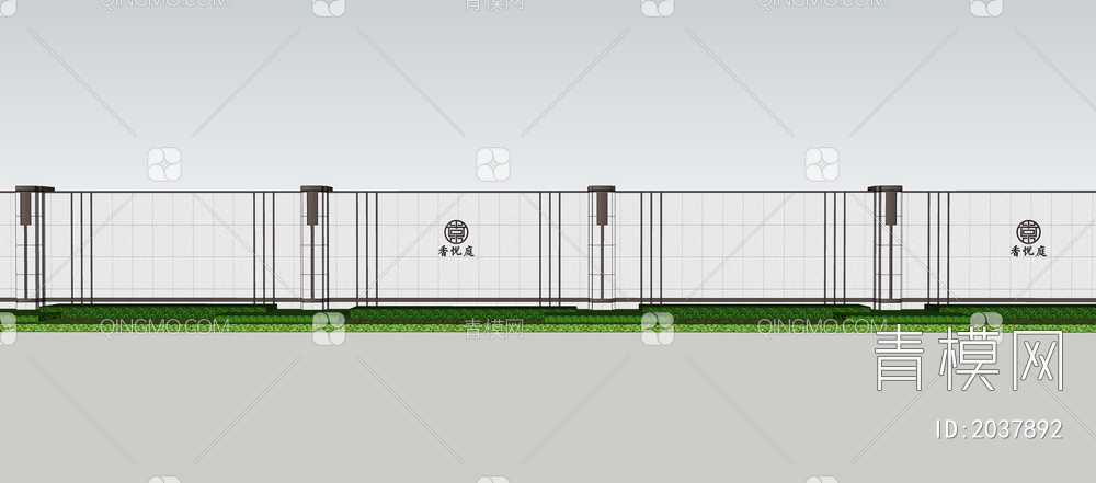 围墙SU模型下载【ID:2037892】