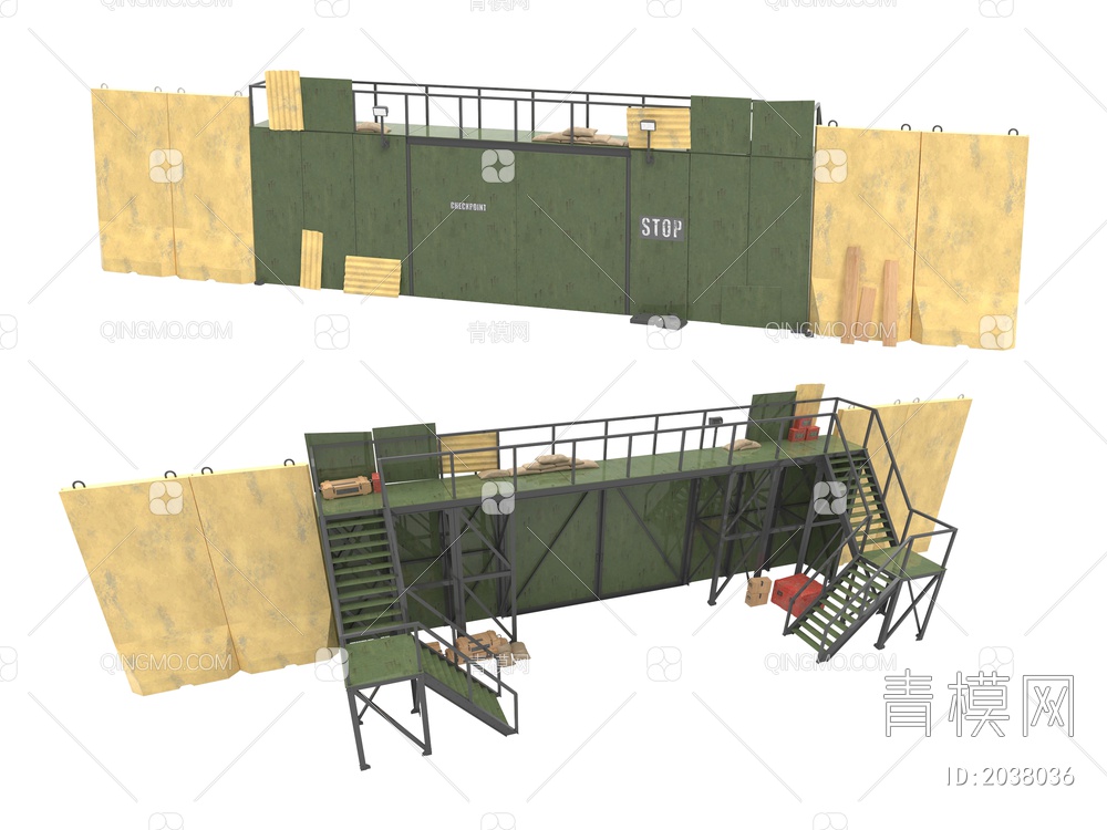 军事设施 哨站3D模型下载【ID:2038036】
