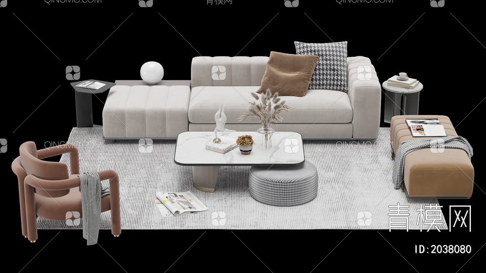 沙发茶几 多人沙发 单人沙发 组合合集3D模型下载【ID:2038080】