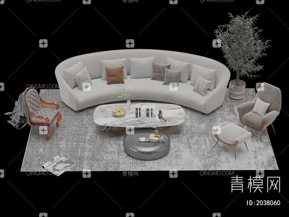 沙发茶几 多人沙发 单人沙发 组合合集3D模型下载【ID:2038060】