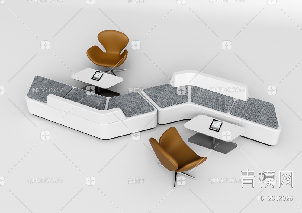 组合沙发 办公休闲沙发3D模型下载【ID:2038025】