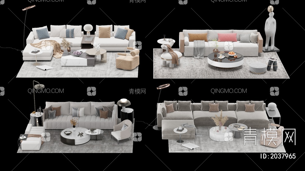 沙发茶几 多人沙发 单人沙发 组合合集3D模型下载【ID:2037965】
