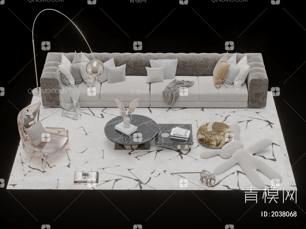 沙发茶几 多人沙发 单人沙发 组合合集3D模型下载【ID:2038068】