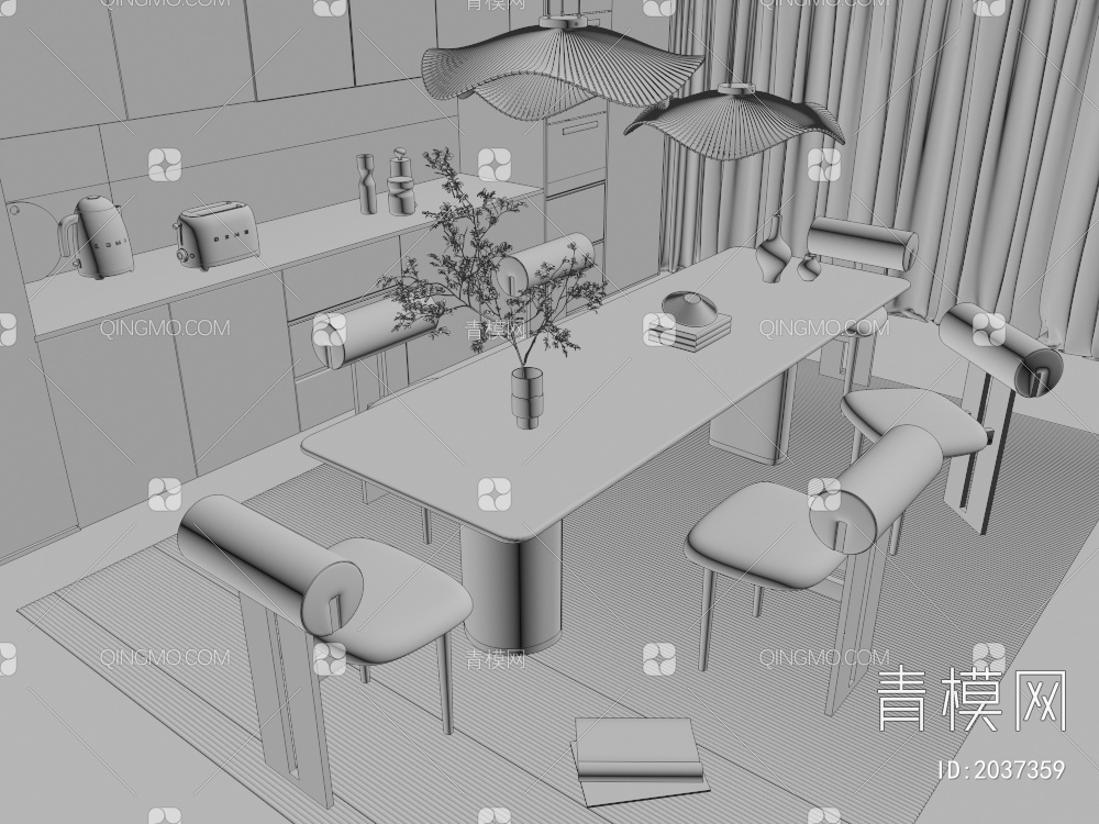 餐桌椅3D模型下载【ID:2037359】