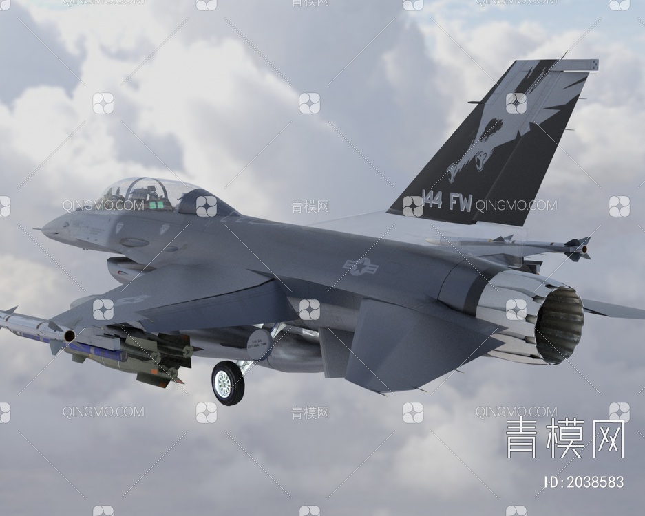 F16战斗机3喷气式多用途战斗机战隼带驾驶室控制台3D模型下载【ID:2038583】
