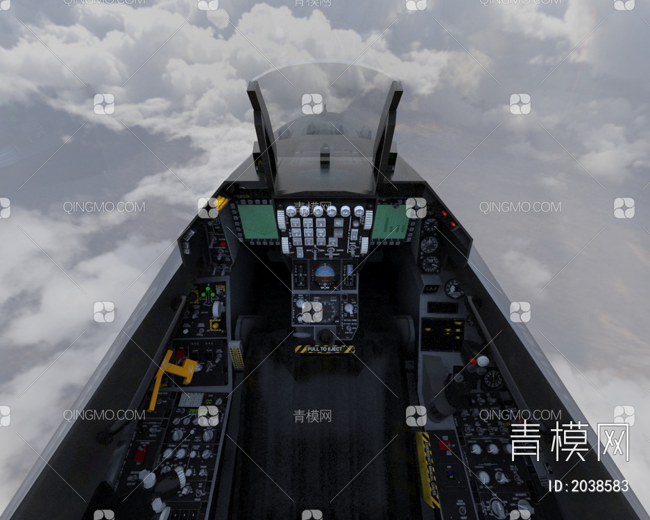 F16战斗机3喷气式多用途战斗机战隼带驾驶室控制台3D模型下载【ID:2038583】