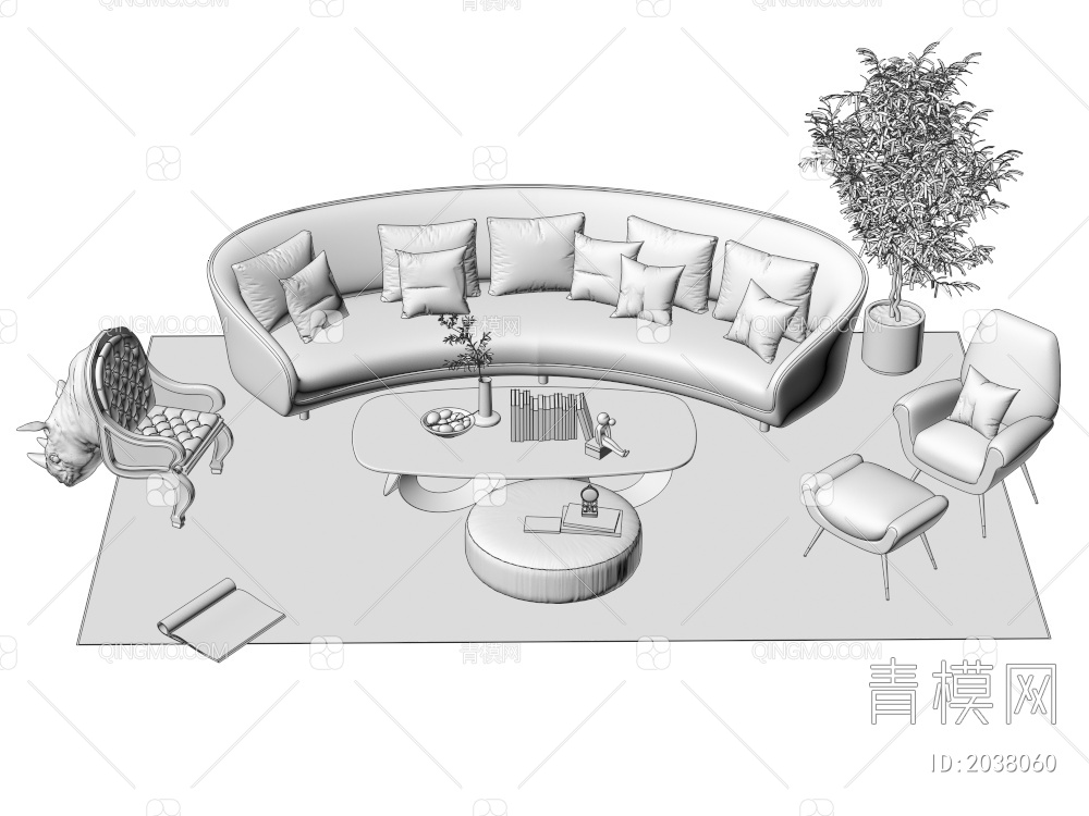 沙发茶几 多人沙发 单人沙发 组合合集3D模型下载【ID:2038060】