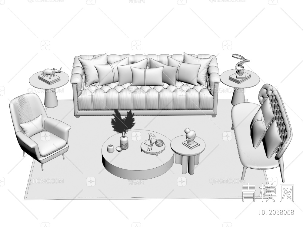 沙发茶几 多人沙发 单人沙发 组合合集3D模型下载【ID:2038058】