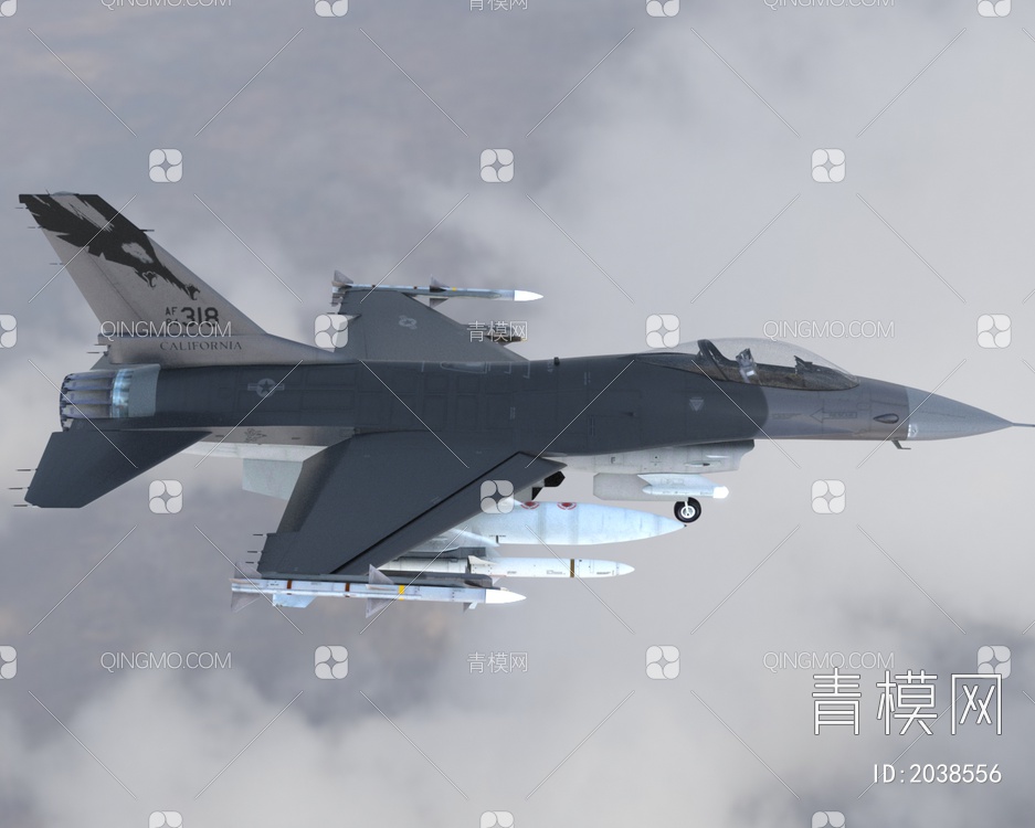 F16战斗机2喷气式多用途战斗机战隼带驾驶室控制台3D模型下载【ID:2038556】