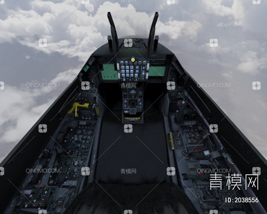 F16战斗机2喷气式多用途战斗机战隼带驾驶室控制台3D模型下载【ID:2038556】