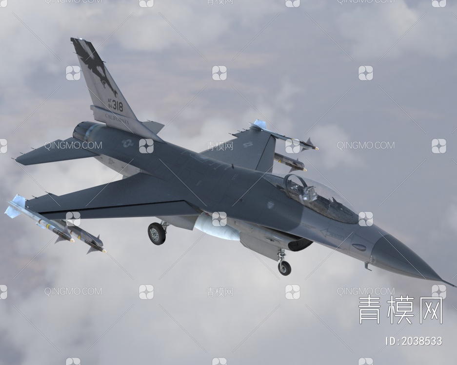 F16战斗机喷气式多用途战斗机战隼带驾驶室控制台3D模型下载【ID:2038533】