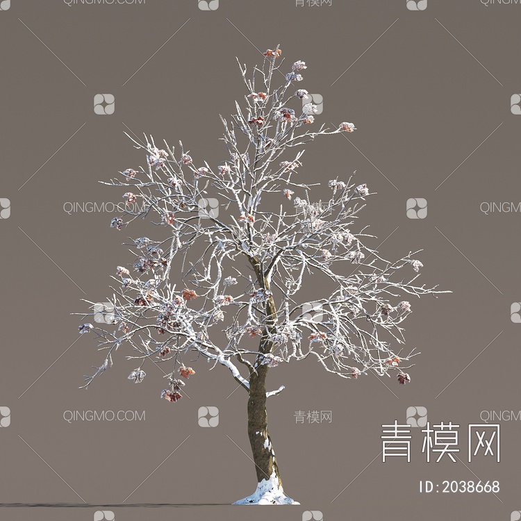冬季雪景植物 雪树 树木 景观树木 枯枝3D模型下载【ID:2038668】