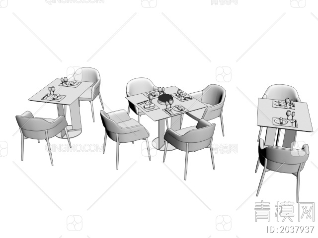 餐桌椅组合3D模型下载【ID:2037937】