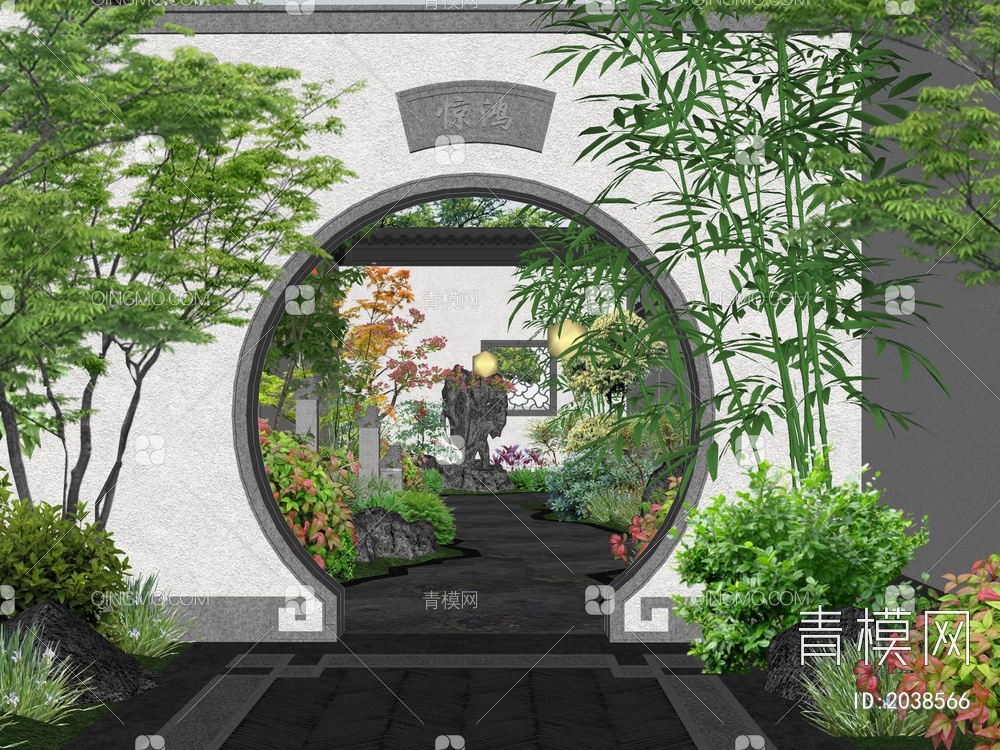 庭院景观SU模型下载【ID:2038566】