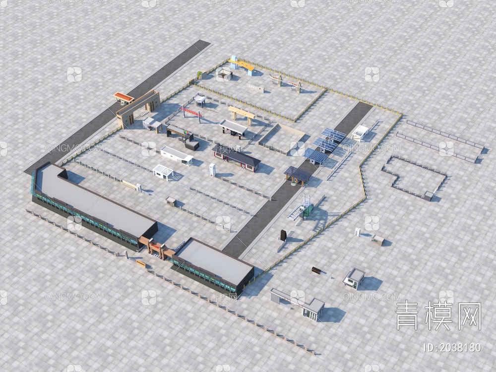 门卫围墙合集 建筑 效果图3D模型下载【ID:2038180】