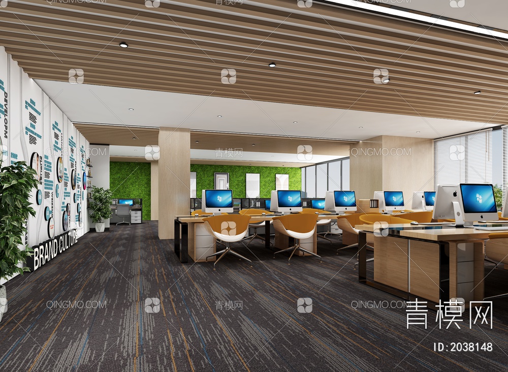 公共办公室 开敞办公室区 独立办公室3D模型下载【ID:2038148】