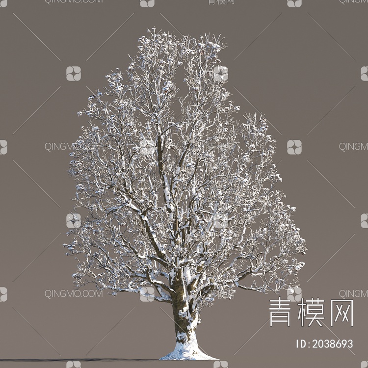 冬季雪树 冰雪树 冰冻树 雪树 乔木 大树 景观树 行道树3D模型下载【ID:2038693】