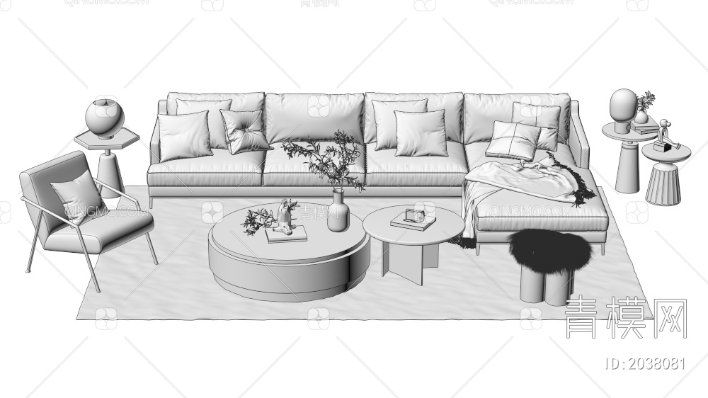 沙发茶几 多人沙发 单人沙发 组合合集3D模型下载【ID:2038081】