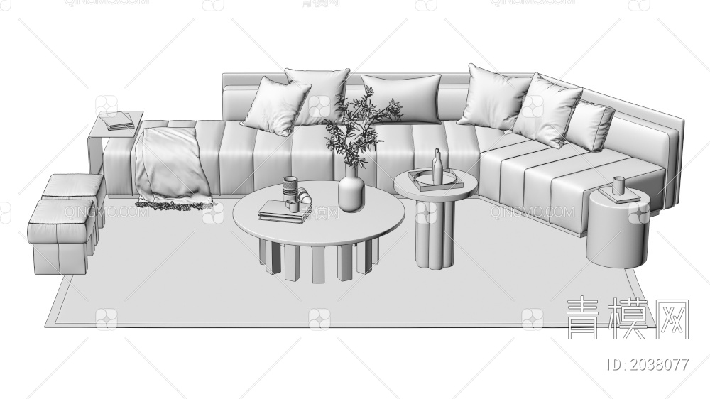 沙发茶几 多人沙发 单人沙发 组合合集3D模型下载【ID:2038077】