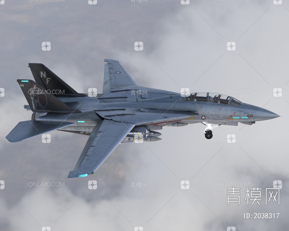 F14战斗机超音速多用途舰载战斗机带驾驶舱控制台3D模型下载【ID:2038317】