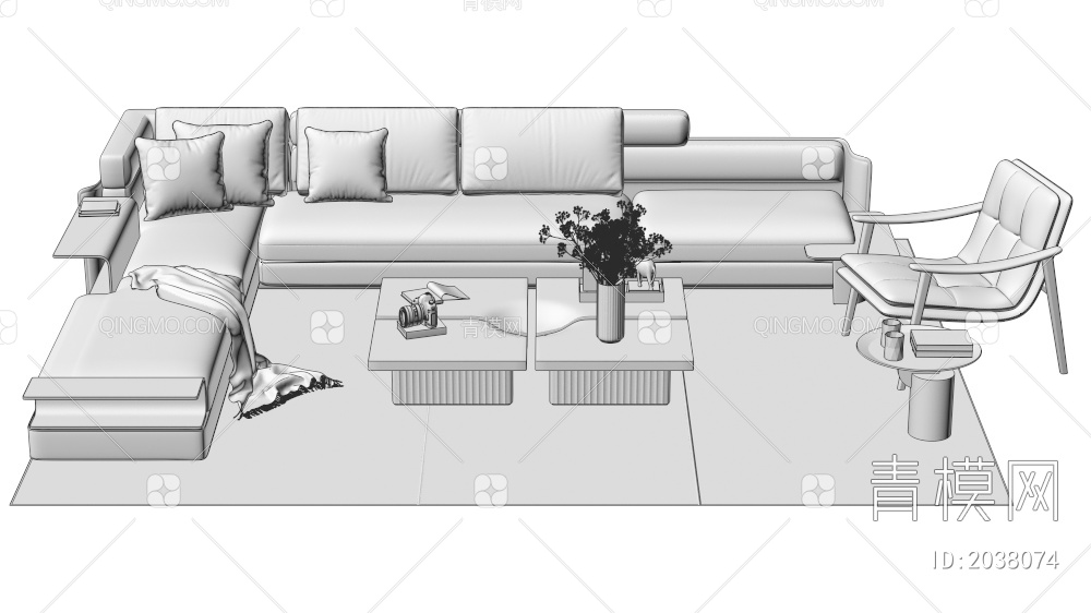沙发茶几 多人沙发 单人沙发 组合合集3D模型下载【ID:2038074】