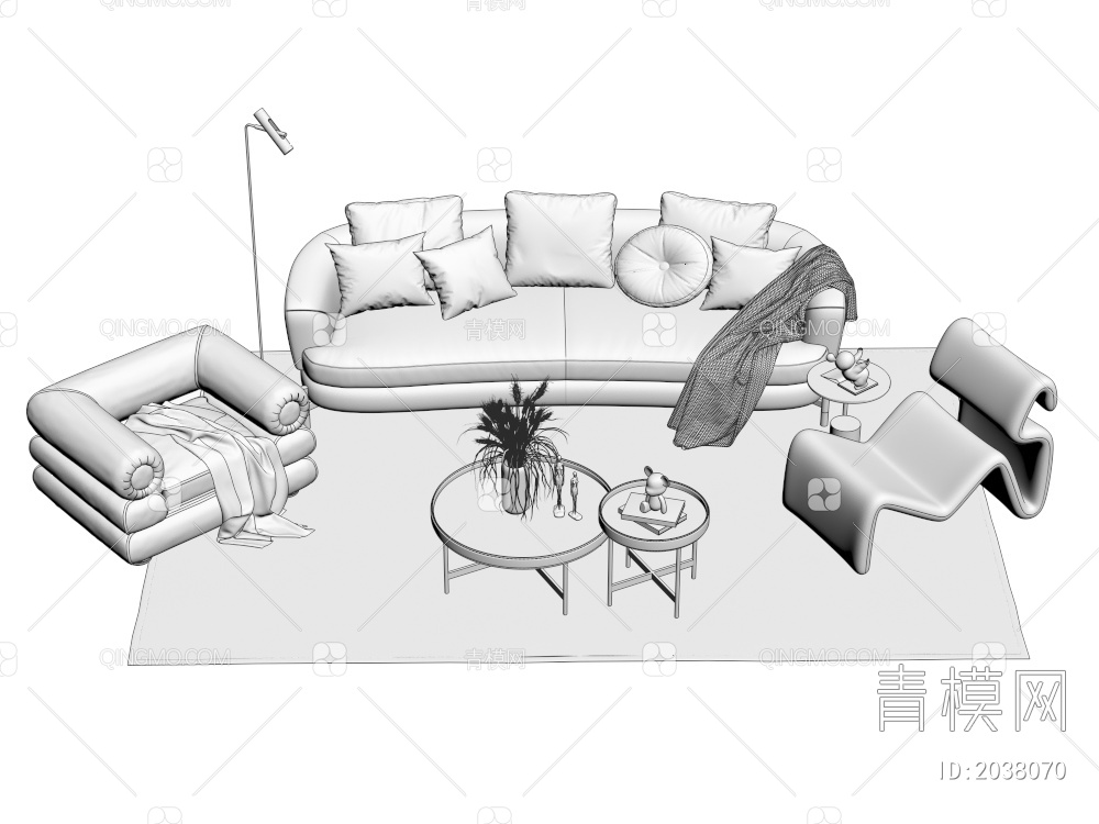 沙发茶几 多人沙发 单人沙发 组合合集3D模型下载【ID:2038070】