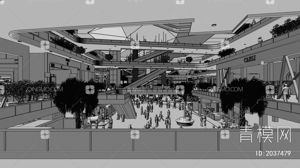 商场 购物中心 商业店铺3D模型下载【ID:2037479】
