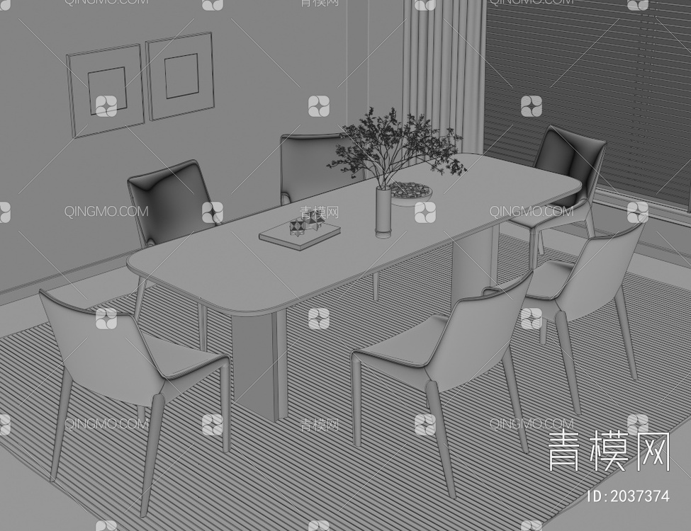餐桌椅3D模型下载【ID:2037374】