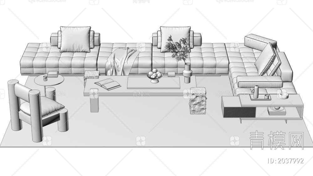 沙发茶几 多人沙发 单人沙发 组合合集3D模型下载【ID:2037992】