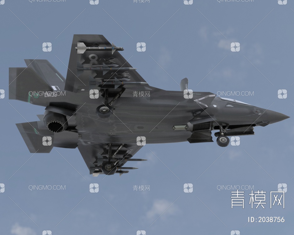 F35舰载机战斗机带驾驶舱控制台舱门可开关3D模型下载【ID:2038756】