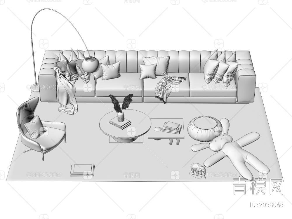 沙发茶几 多人沙发 单人沙发 组合合集3D模型下载【ID:2038068】