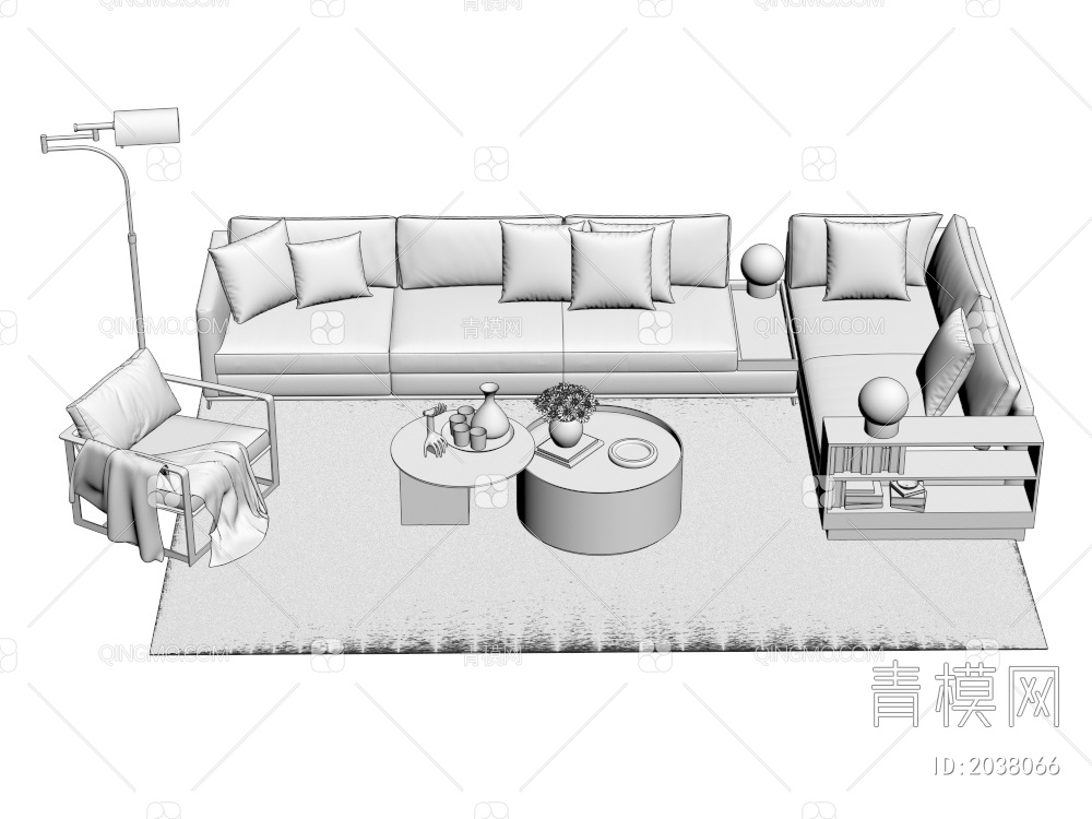 沙发茶几 多人沙发 单人沙发 组合合集3D模型下载【ID:2038066】