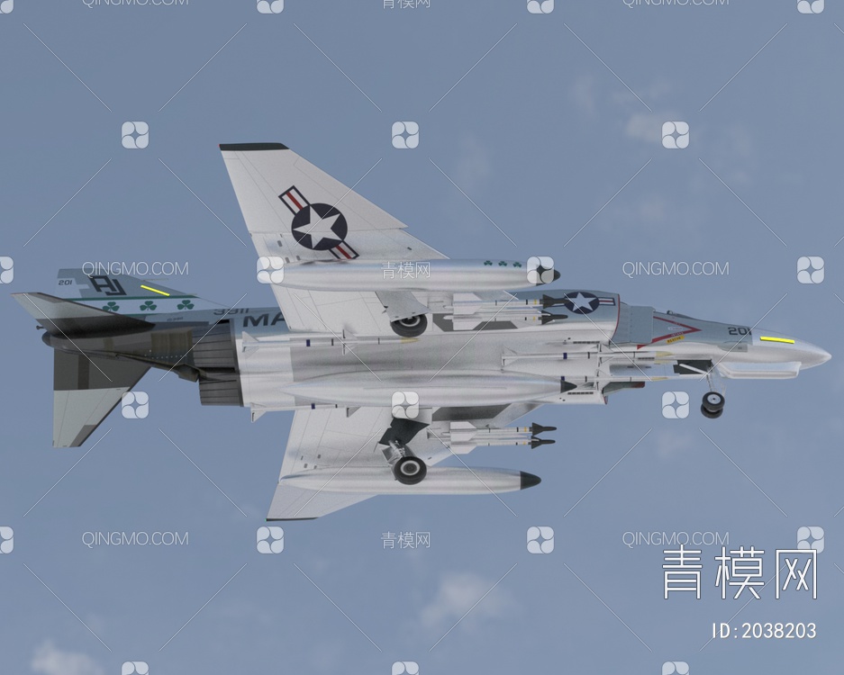 F4战斗机鬼怪f4p2飞机带驾驶舱带控制台3D模型下载【ID:2038203】