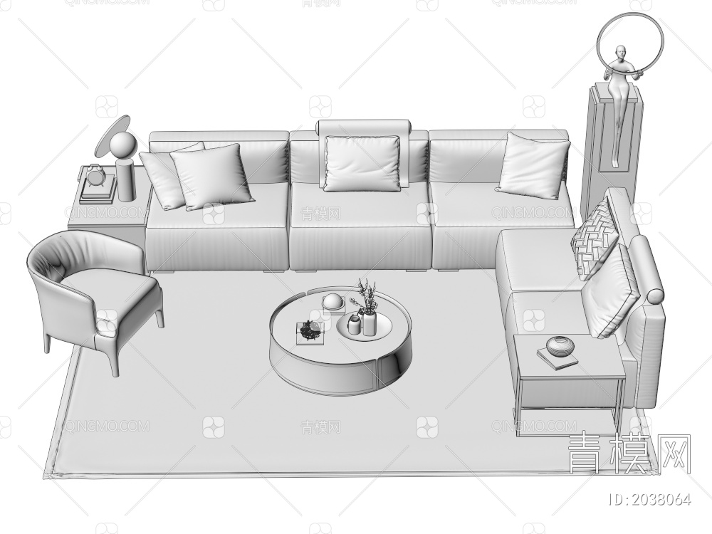 沙发茶几 多人沙发 单人沙发 组合合集3D模型下载【ID:2038064】
