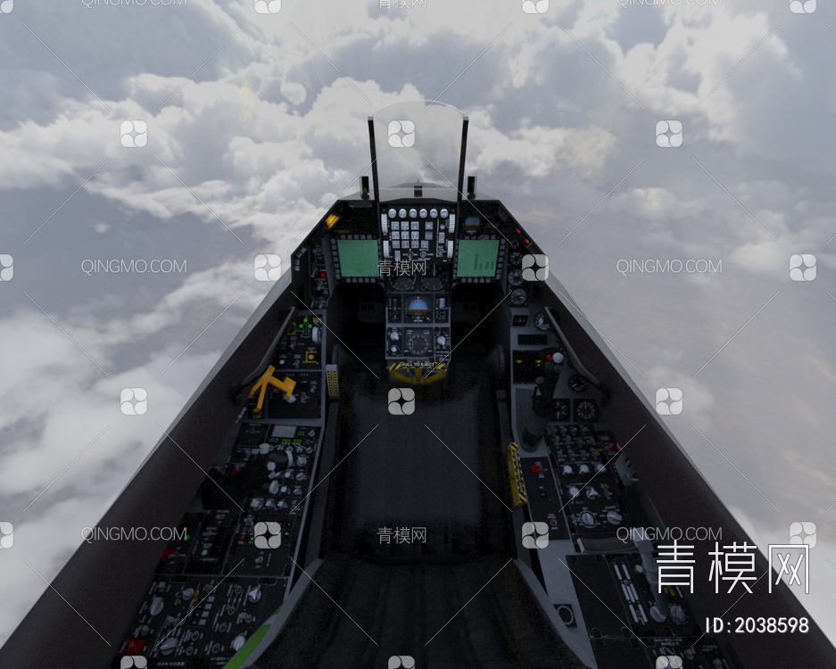 F16战斗机4喷气式多用途战斗机战隼带驾驶室控制台3D模型下载【ID:2038598】