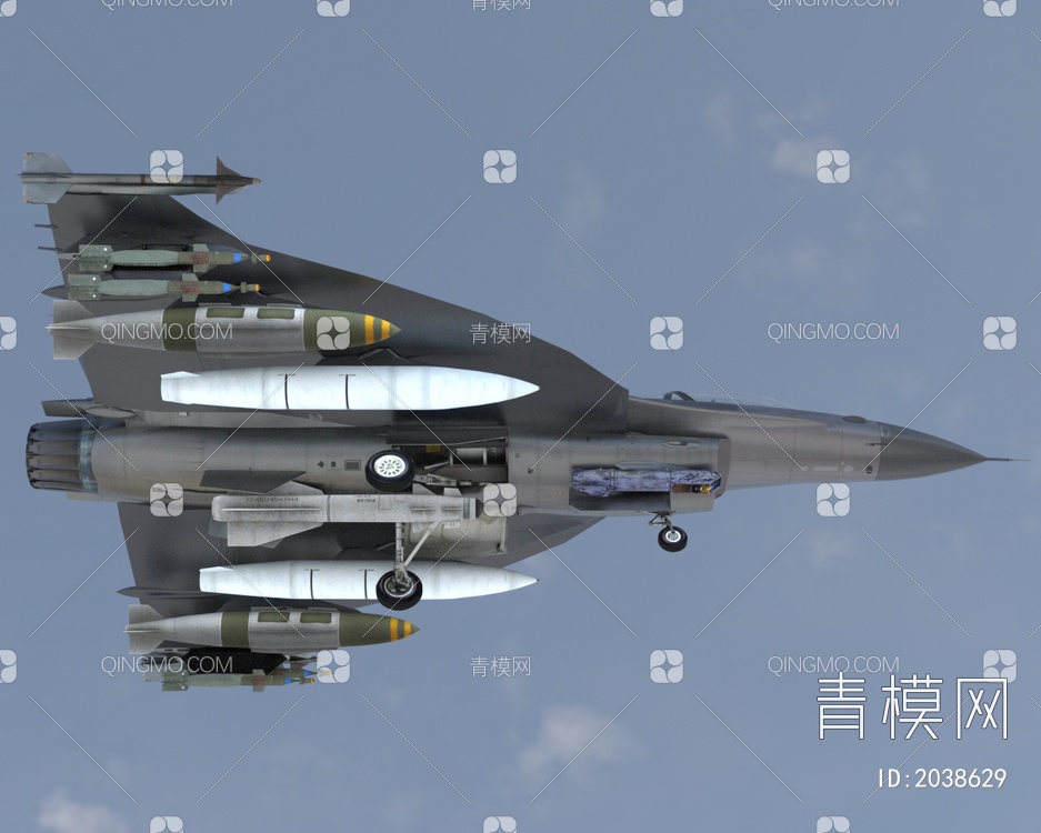 F16战斗机5喷气式多用途战斗机战隼带驾驶室控制台3D模型下载【ID:2038629】