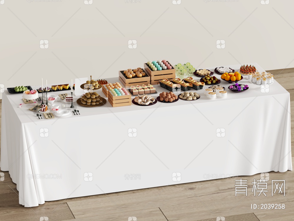 甜品 糕点 下午茶 面包SU模型下载【ID:2039258】