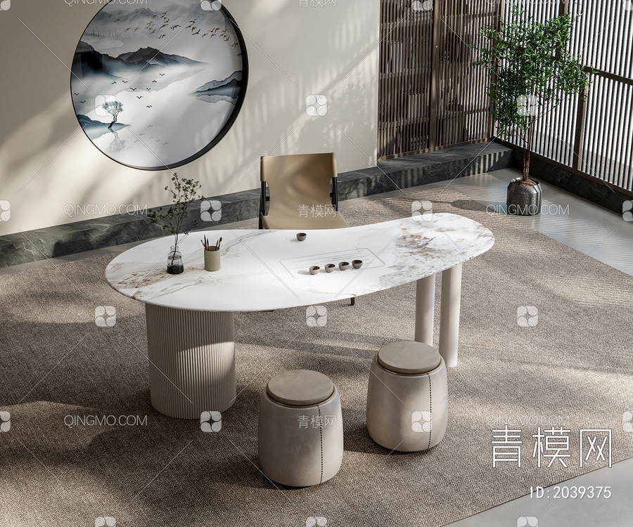 茶台 餐桌椅组合 饰品 摆件3D模型下载【ID:2039375】