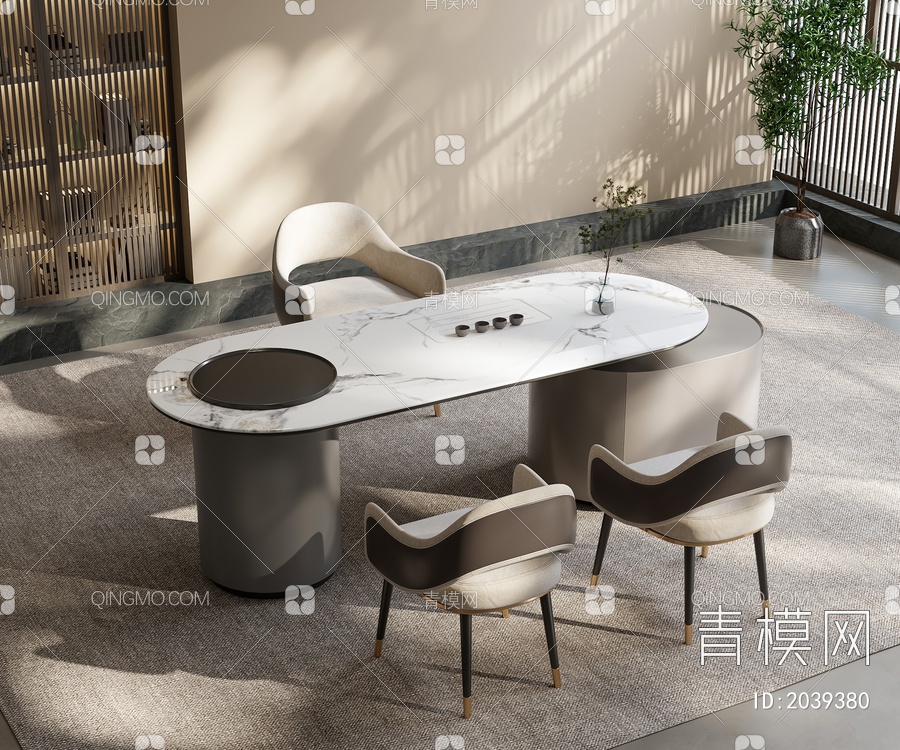 茶台 餐桌椅组合 饰品 摆件3D模型下载【ID:2039380】