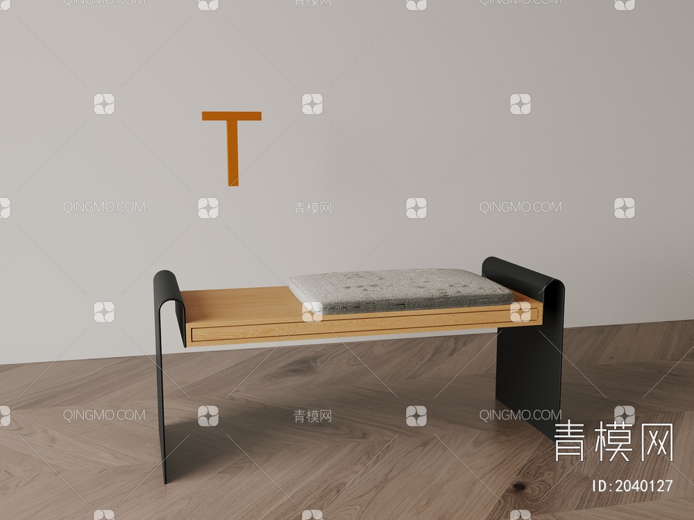 黑钢 换鞋凳 凳子3D模型下载【ID:2040127】