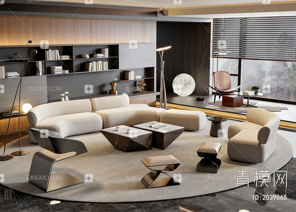 Minotti 米洛提 沙发茶几组合3D模型下载【ID:2039665】