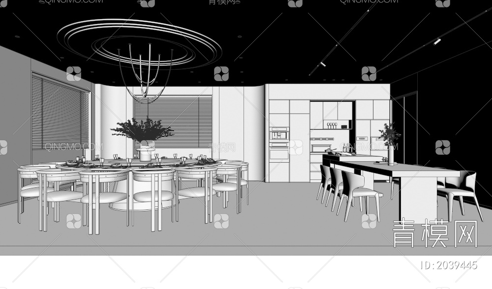 客餐厅 茶室3D模型下载【ID:2039445】