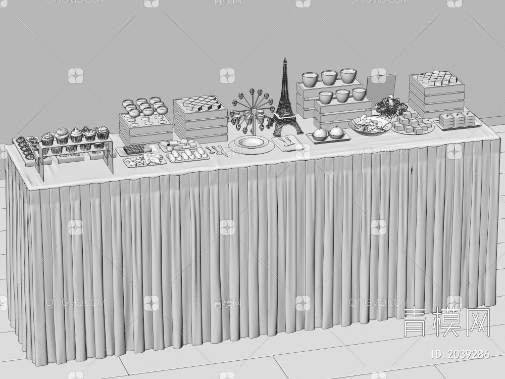甜品 糕点 下午茶 面包3D模型下载【ID:2039286】