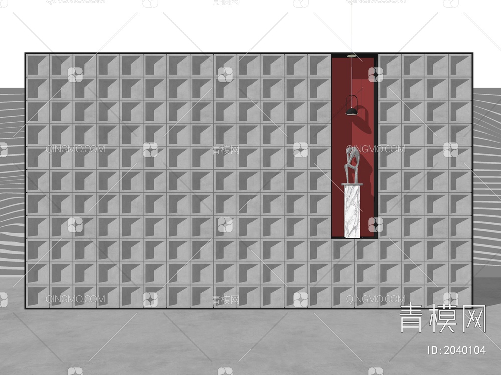 空心砖景墙SU模型下载【ID:2040104】