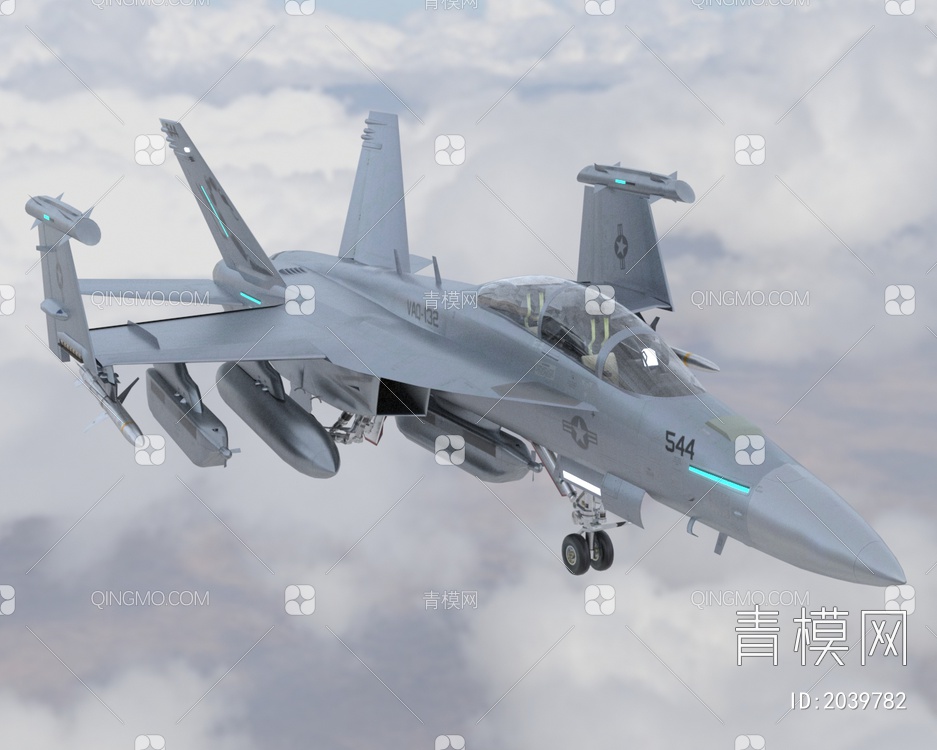 EA18G电子战机电子干扰机低配版3D模型下载【ID:2039782】