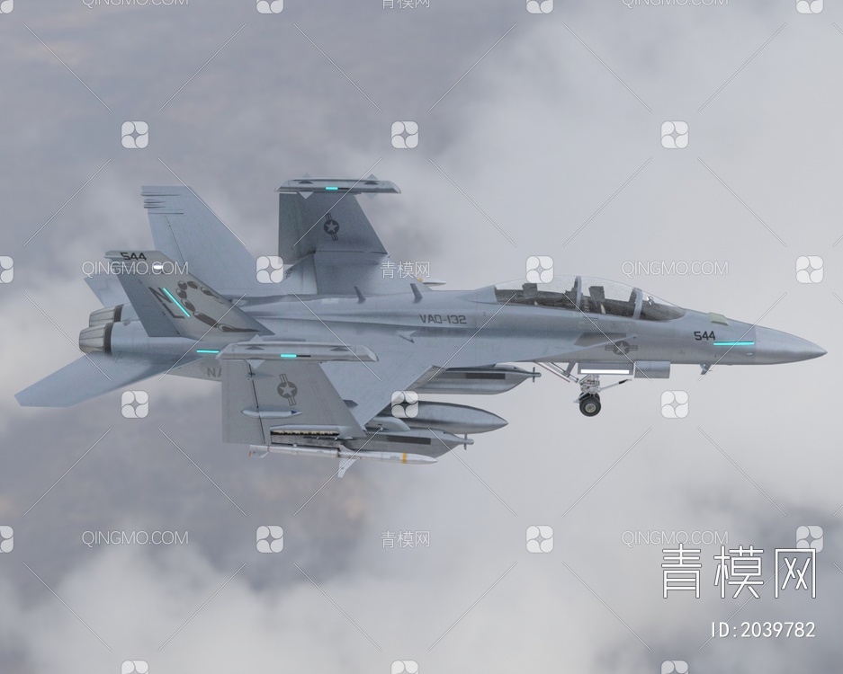EA18G电子战机电子干扰机低配版3D模型下载【ID:2039782】