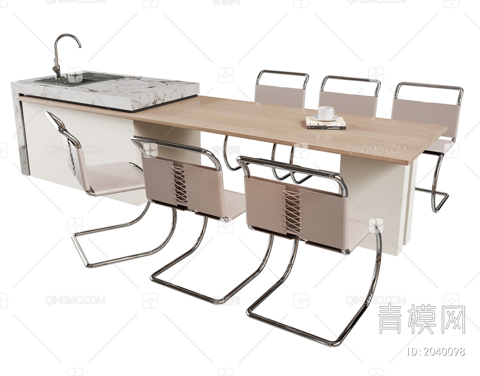中岛餐桌椅组合3D模型下载【ID:2040098】